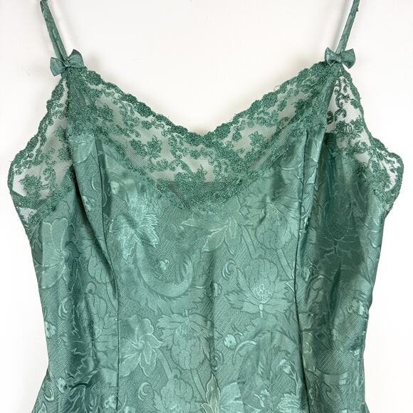 Vintage Victoria’s Secret Gold Label Polyester Mini Slip Lace Trim Green - M - Picture 2 of 7